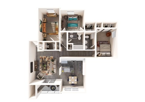Aspire Columbia Ridge Apartments in Portland, Oregon 3 Bedroom 1.5 Bath Floor Plan